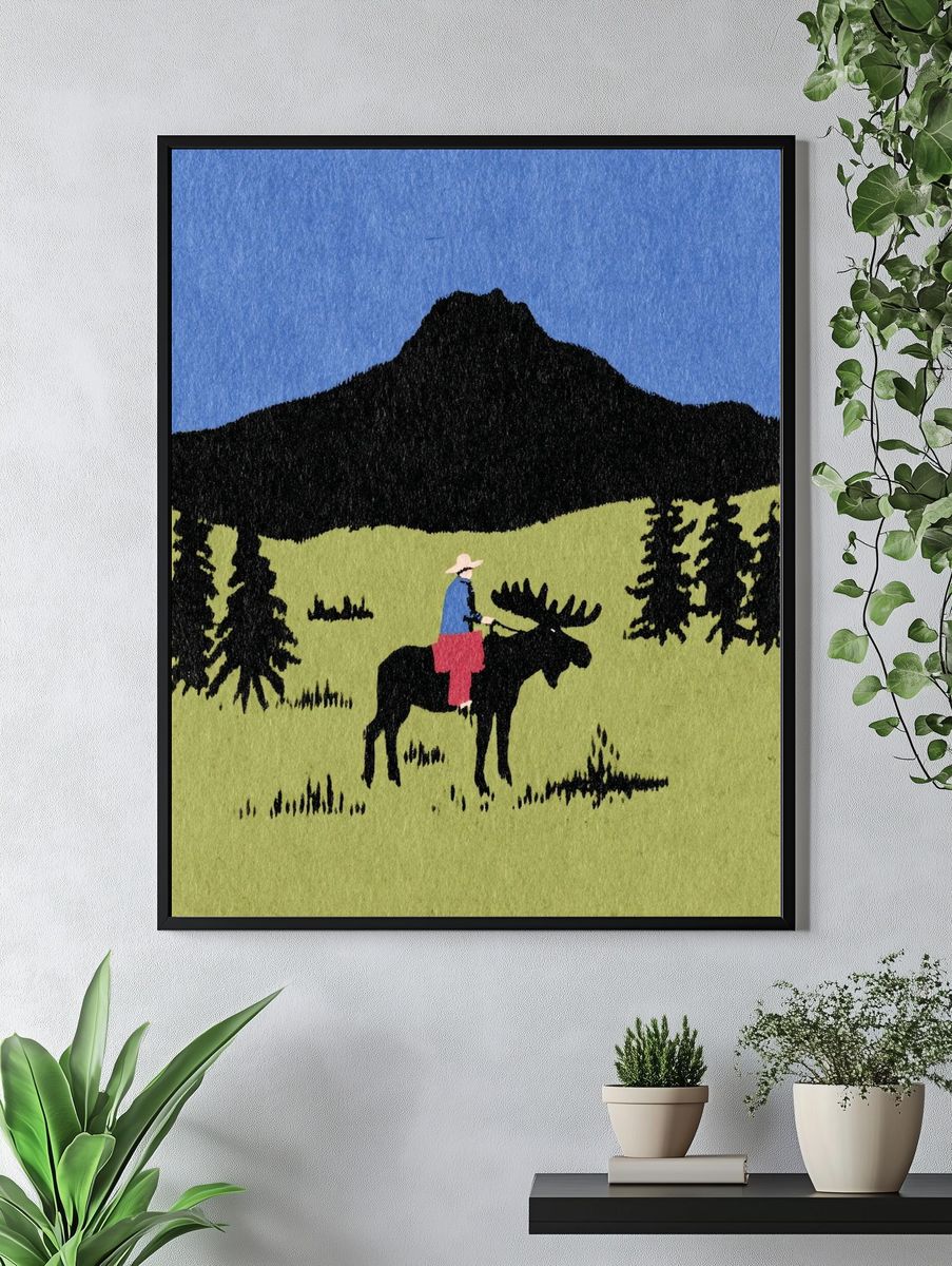 Moose Rider — Illustration Print. — room view 4