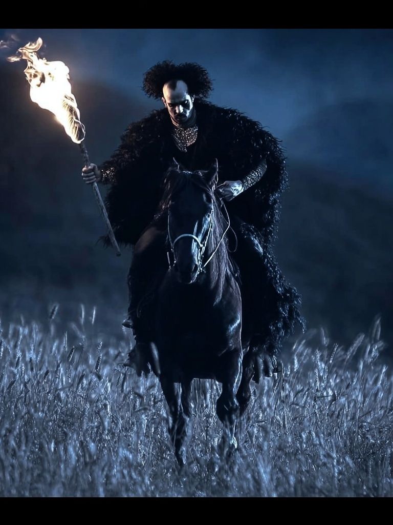 Mysterious Rider with Torch — Fine Art Print. poster — fine-art art