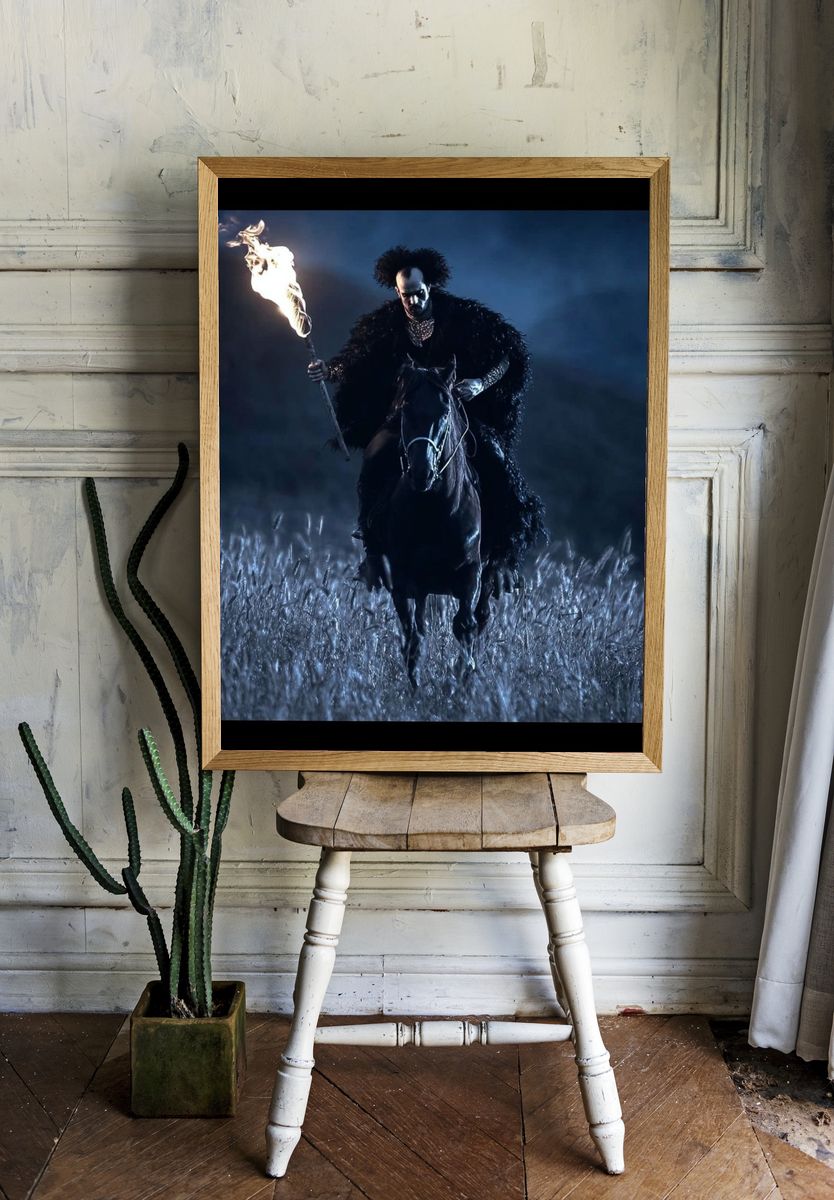 Mysterious Rider with Torch — Fine Art Print. — room view 1