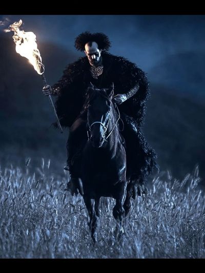 Mysterious Rider with Torch — Fine Art Print. poster print