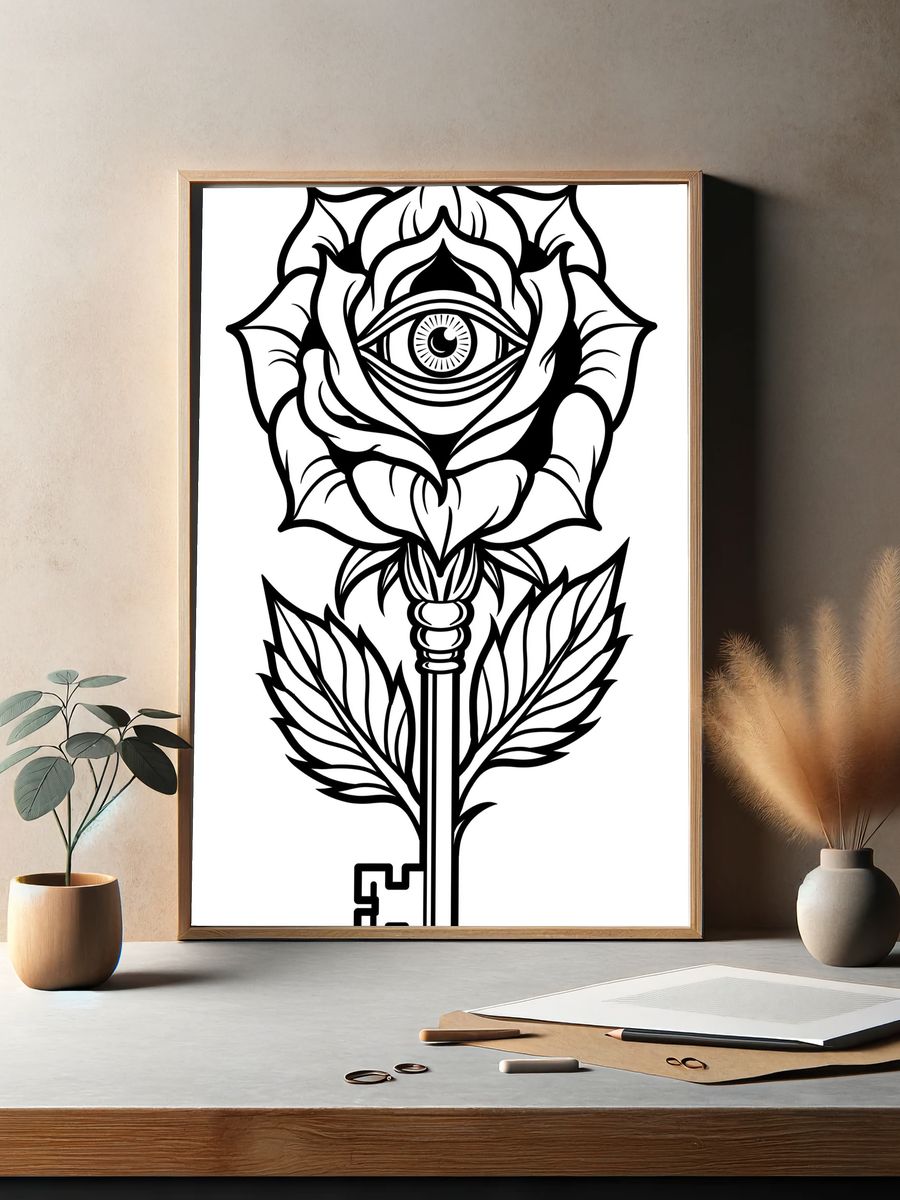 Mystic Rose Key Typography Print. — room view 2