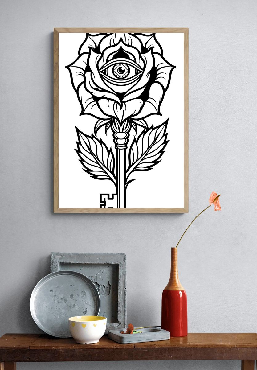 Mystic Rose Key Typography Print. — room view 3