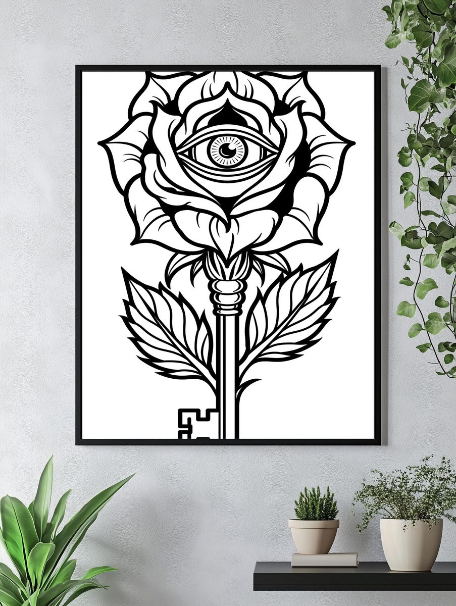 Mystic Rose Key Typography Print. — room view 4