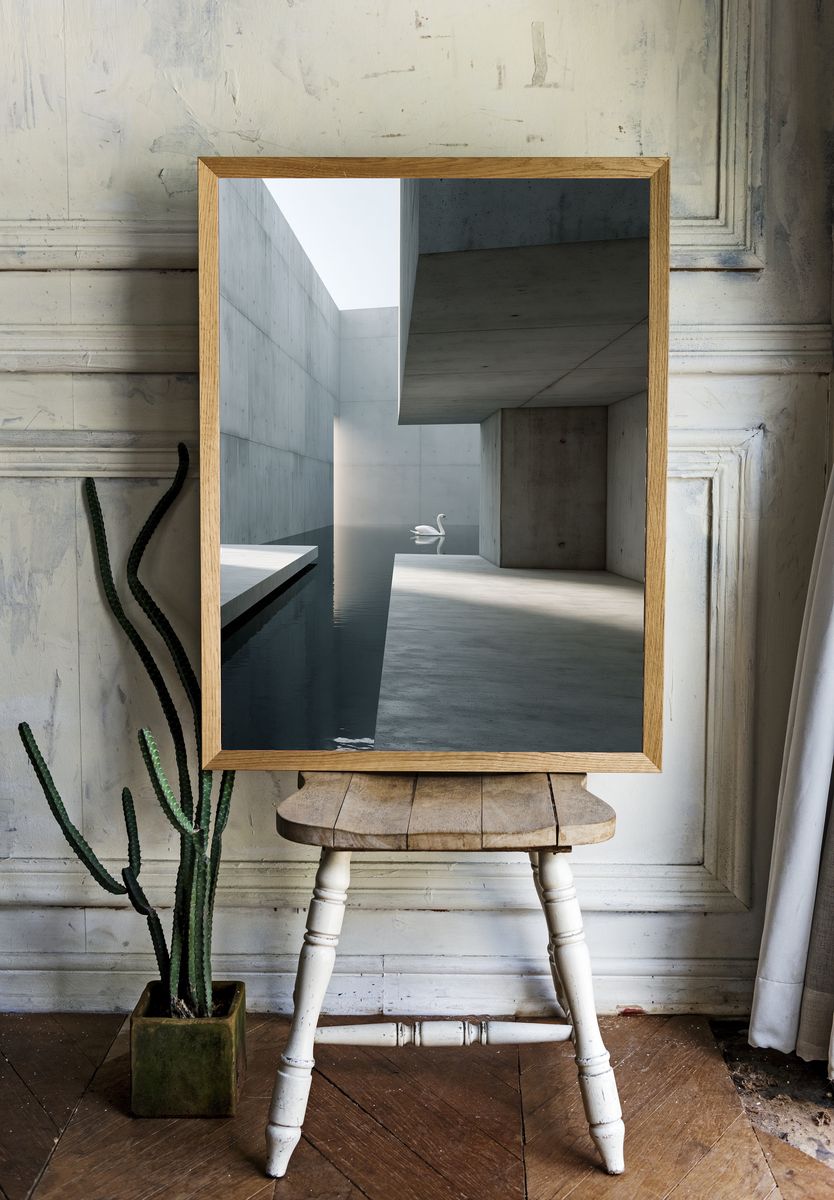 Minimalist Swan Architecture Poster. room preview