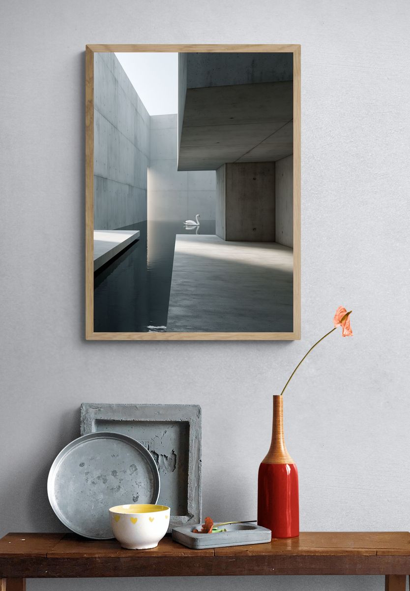 Minimalist Swan Architecture Poster. — room view 3