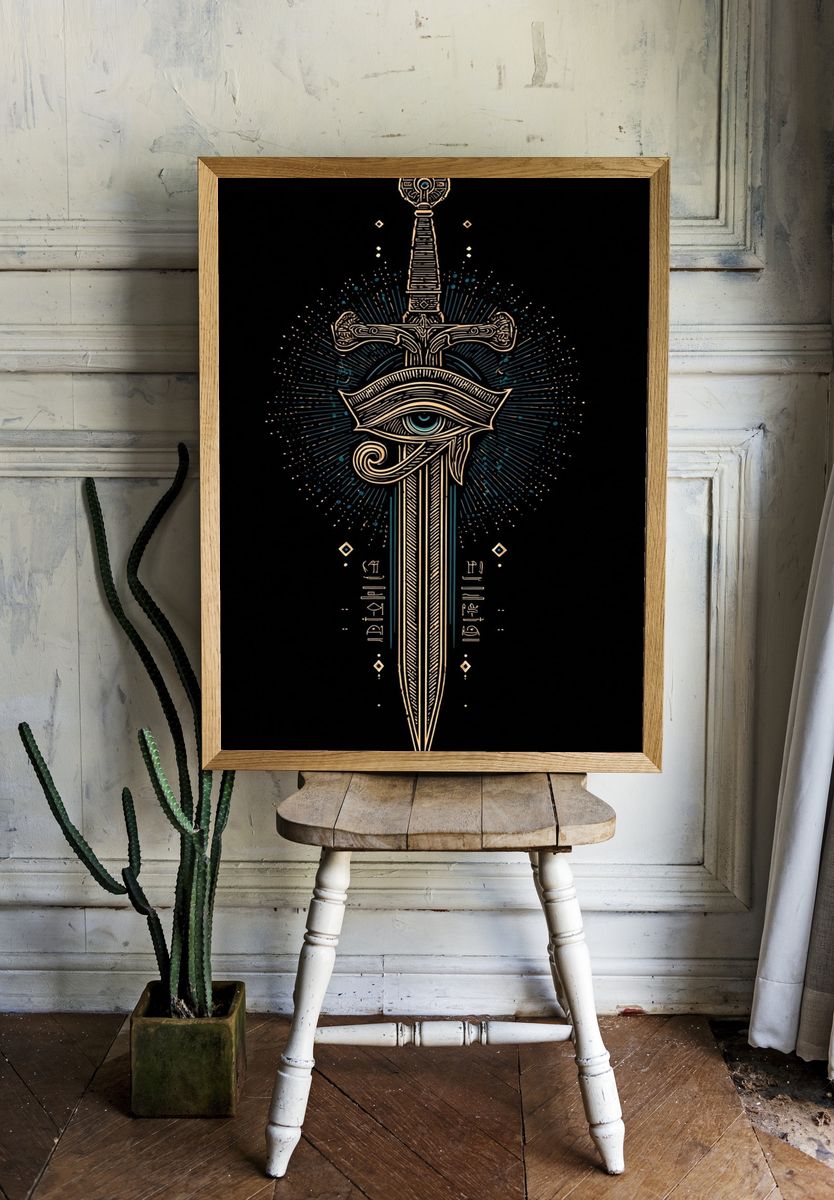Mystical Sword and Eye — Illustration Print. — room view 1