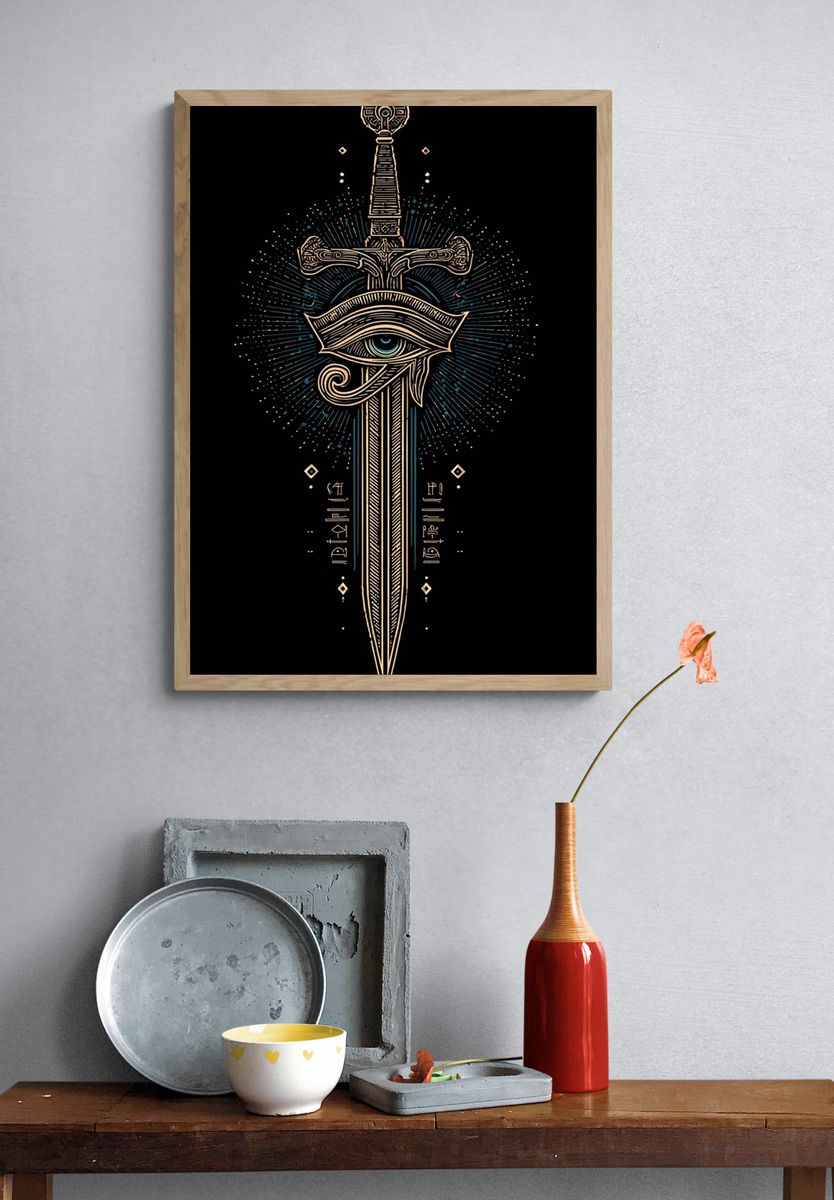 Mystical Sword and Eye — Illustration Print. — room view 3