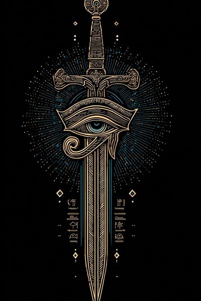 Mystical Sword and Eye — Illustration Print. poster print
