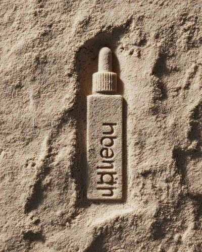 Sandy Serum Bottle — Minimalist Print.
