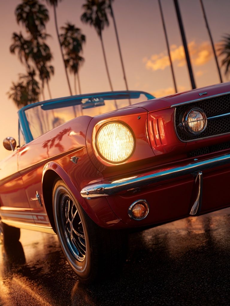 Classic Mustang Convertible — Vintage Print. poster detail