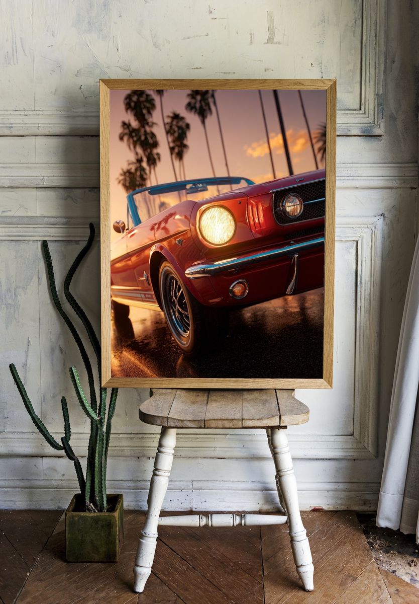 Classic Mustang Convertible — Vintage Print. room preview