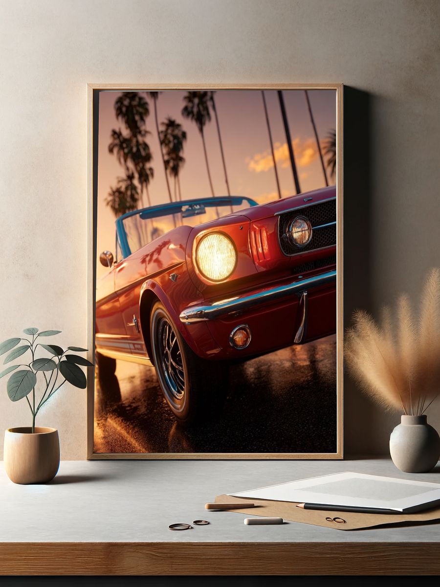 Classic Mustang Convertible — Vintage Print. — room view 2