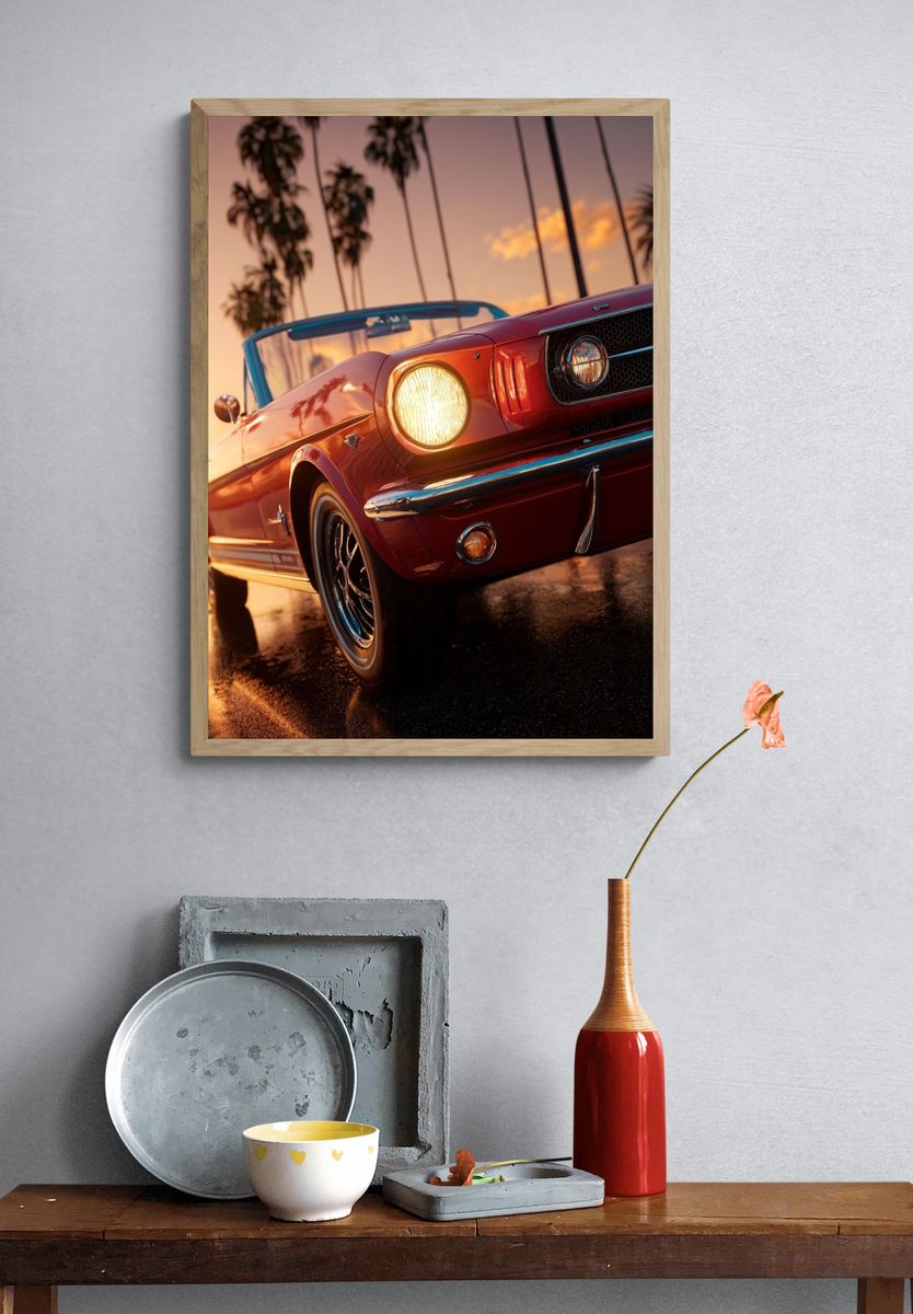 Classic Mustang Convertible — Vintage Print. — room view 3