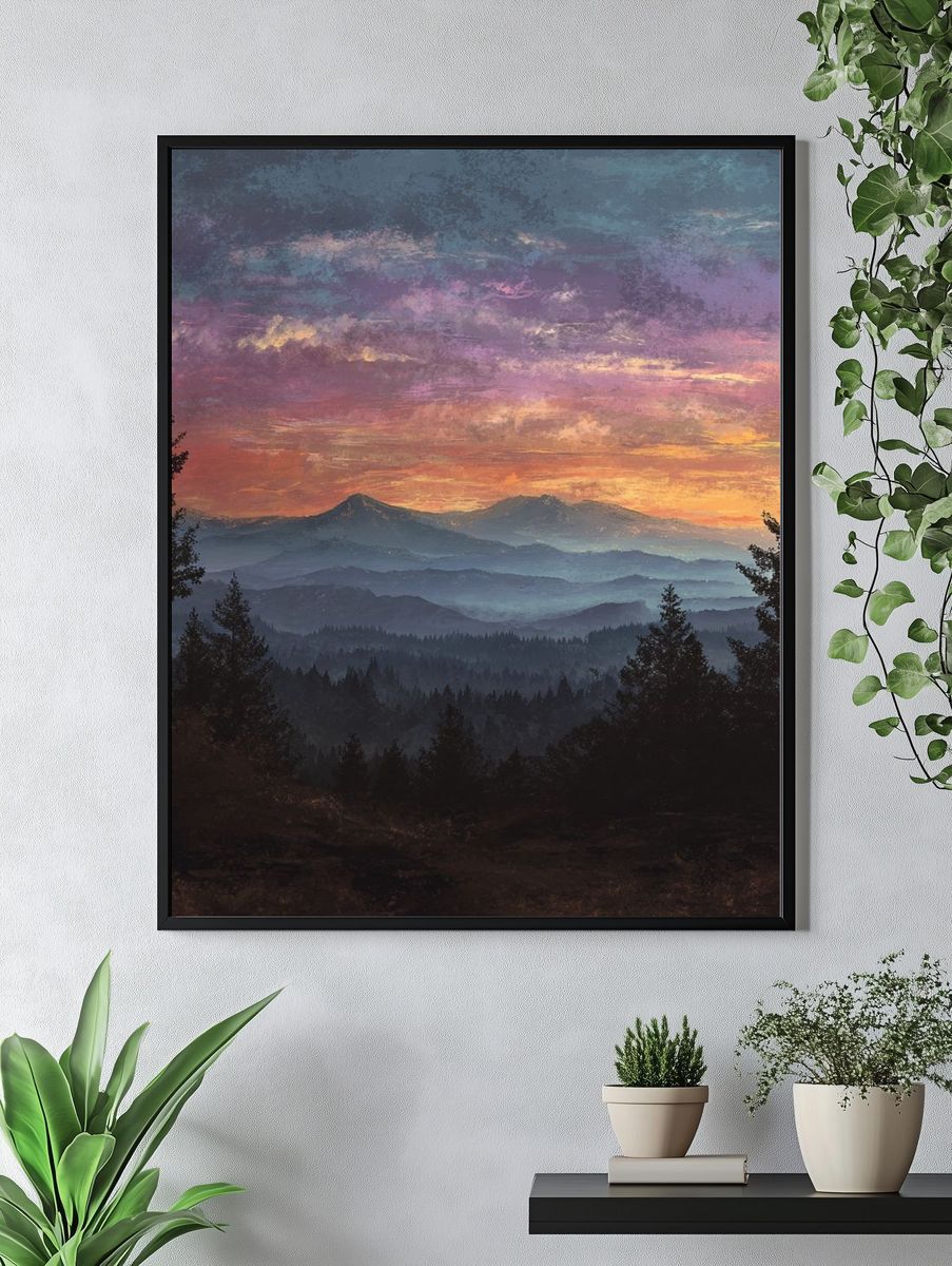 Mountain Sunset Landscape Poster. — room view 4