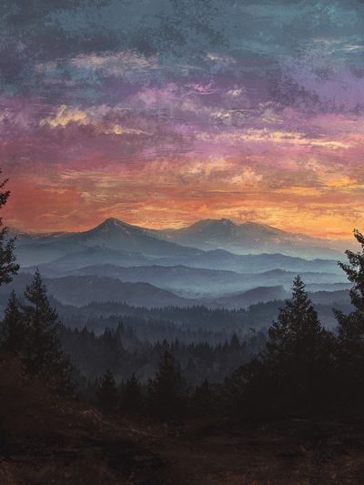 Mountain Sunset Landscape Poster