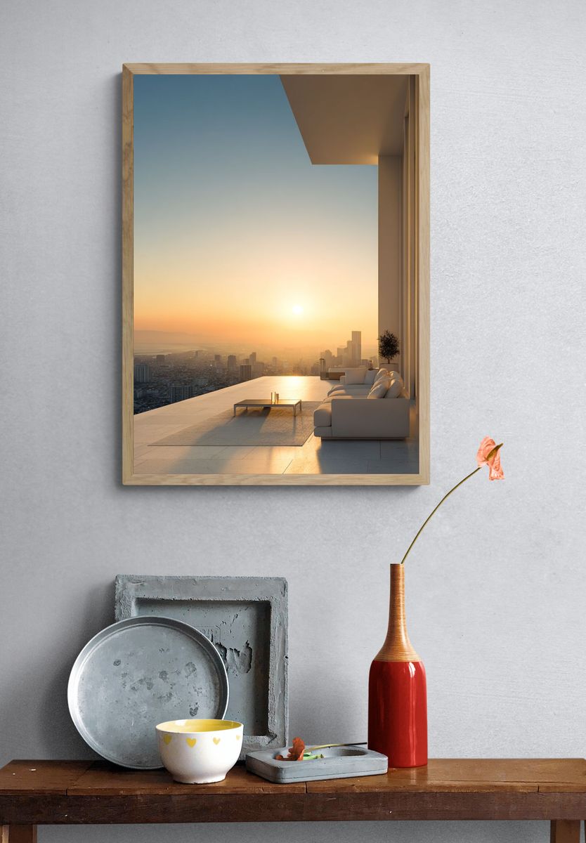 Modern Sunset View — Photography Print. — room view 3