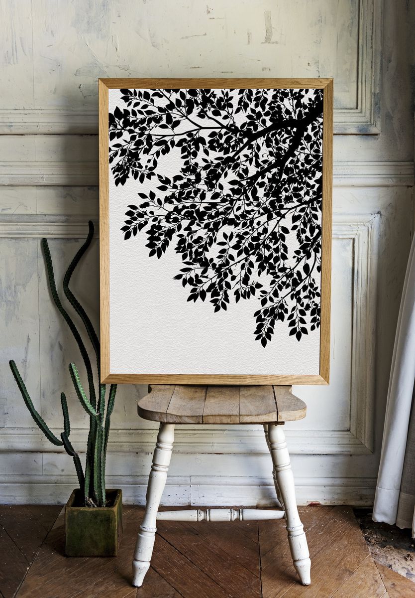 Black Tree Branches — Minimalist Print room preview