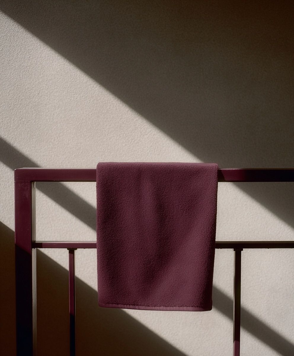 Burgundy Towel on Rack — Minimalist Print. poster — minimalist art