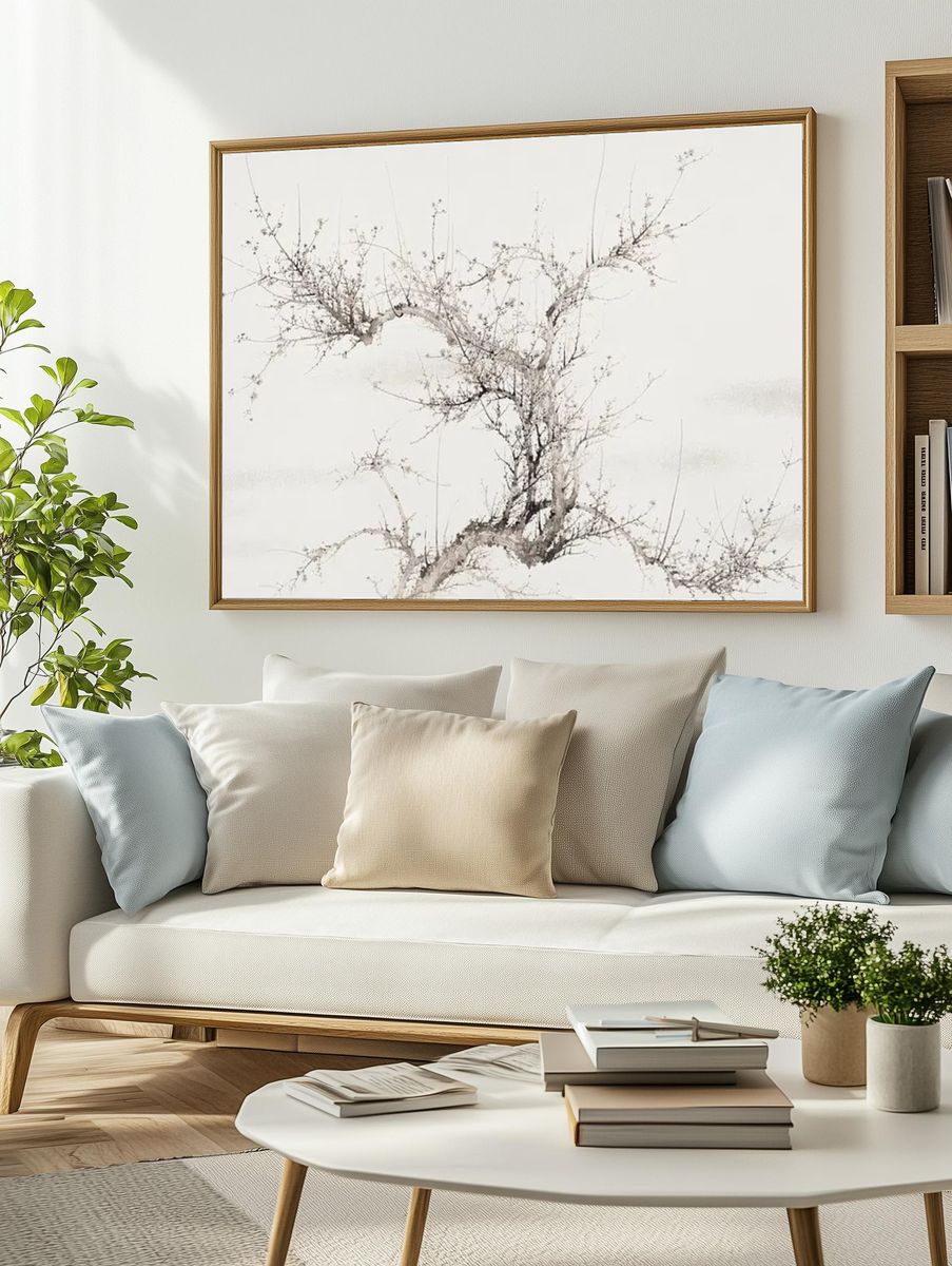 Blossoming Tree — Minimalist Print. — room view 2