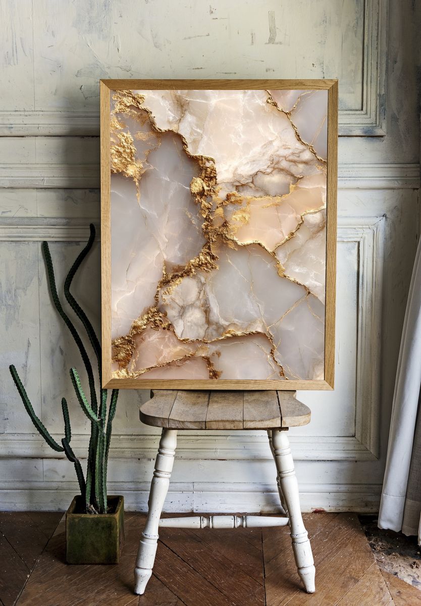 Marble Texture with Gold Veins Poster. — room view 1