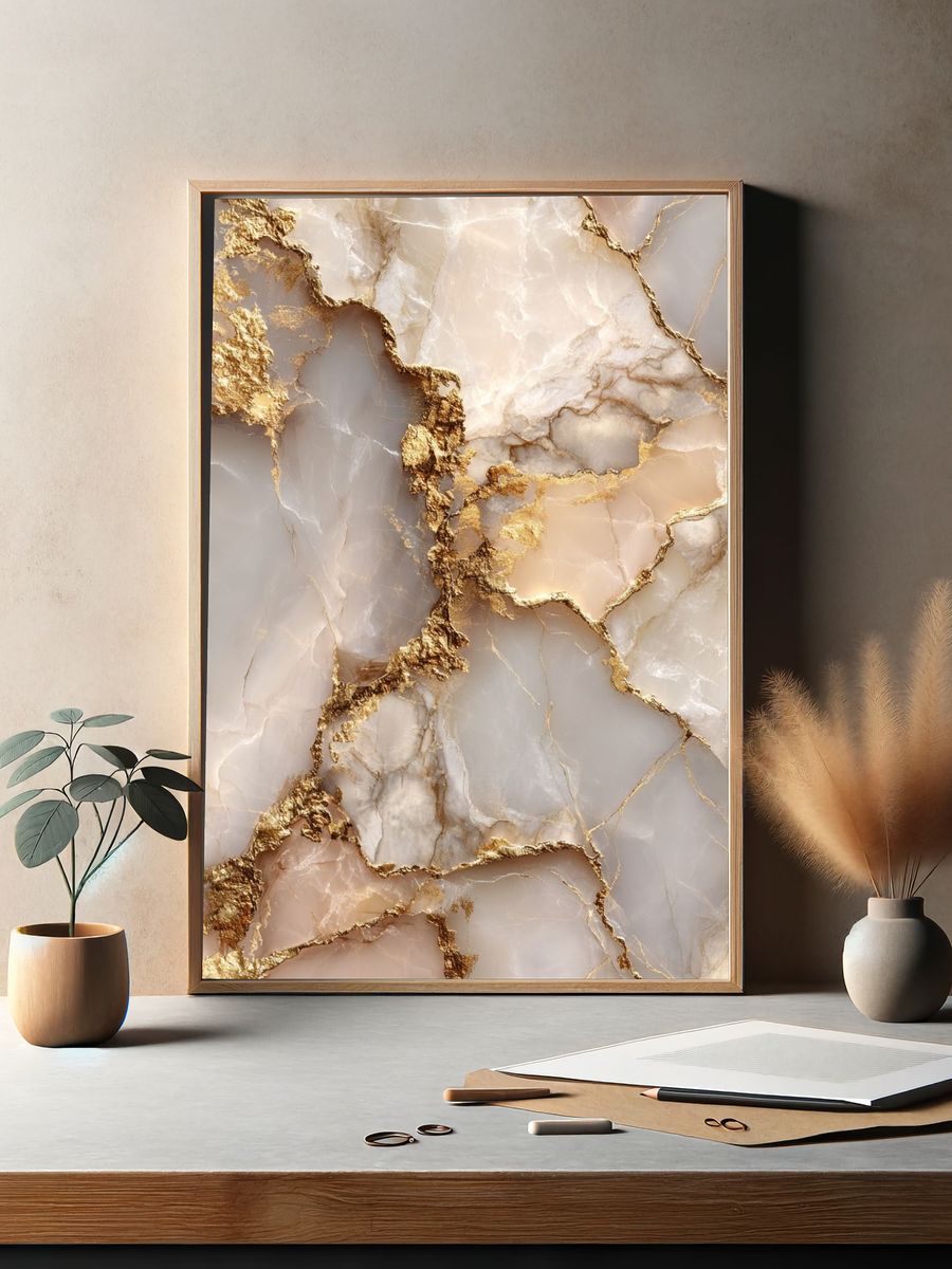 Marble Texture with Gold Veins Poster. — room view 2