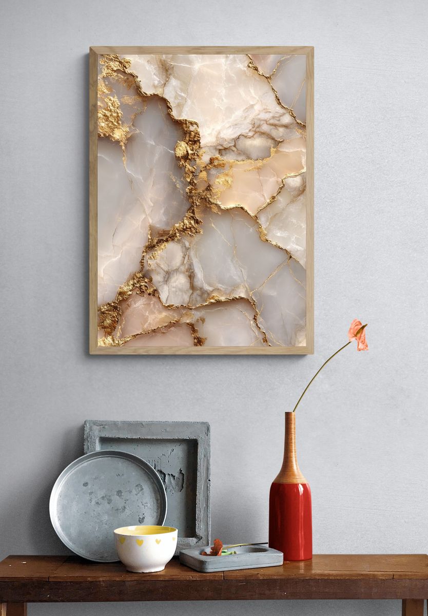 Marble Texture with Gold Veins Poster. — room view 3