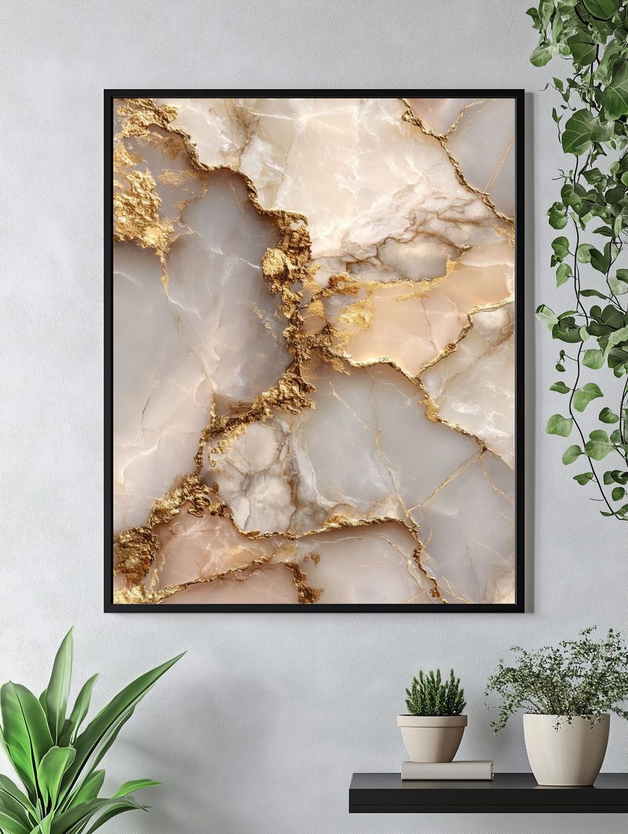 Marble Texture with Gold Veins Poster. — room view 4