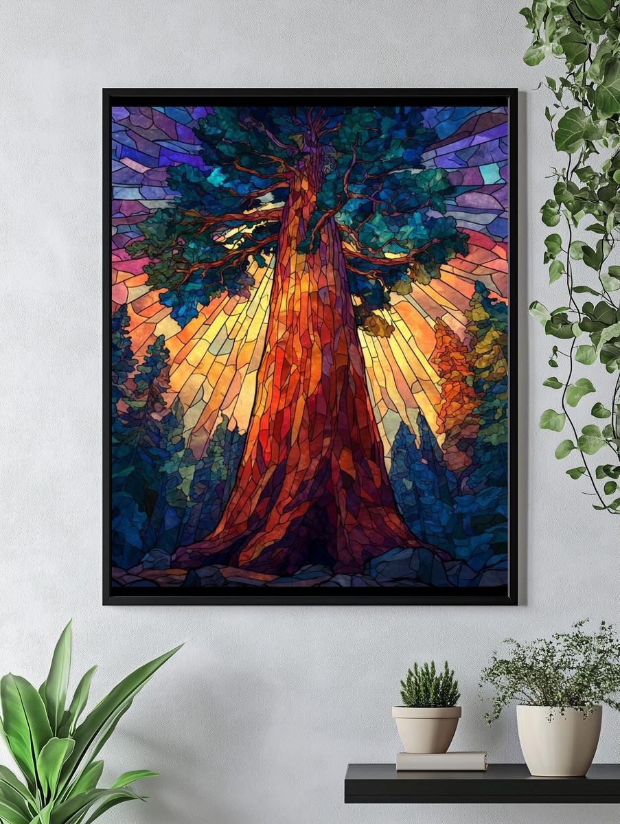 Majestic Tree — Stained Glass Print. — room view 4