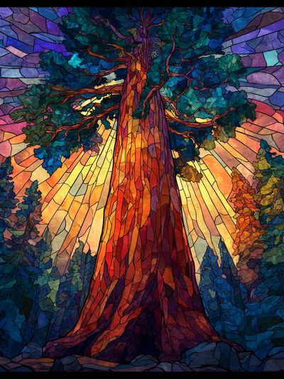 Majestic Tree — Stained Glass Print.