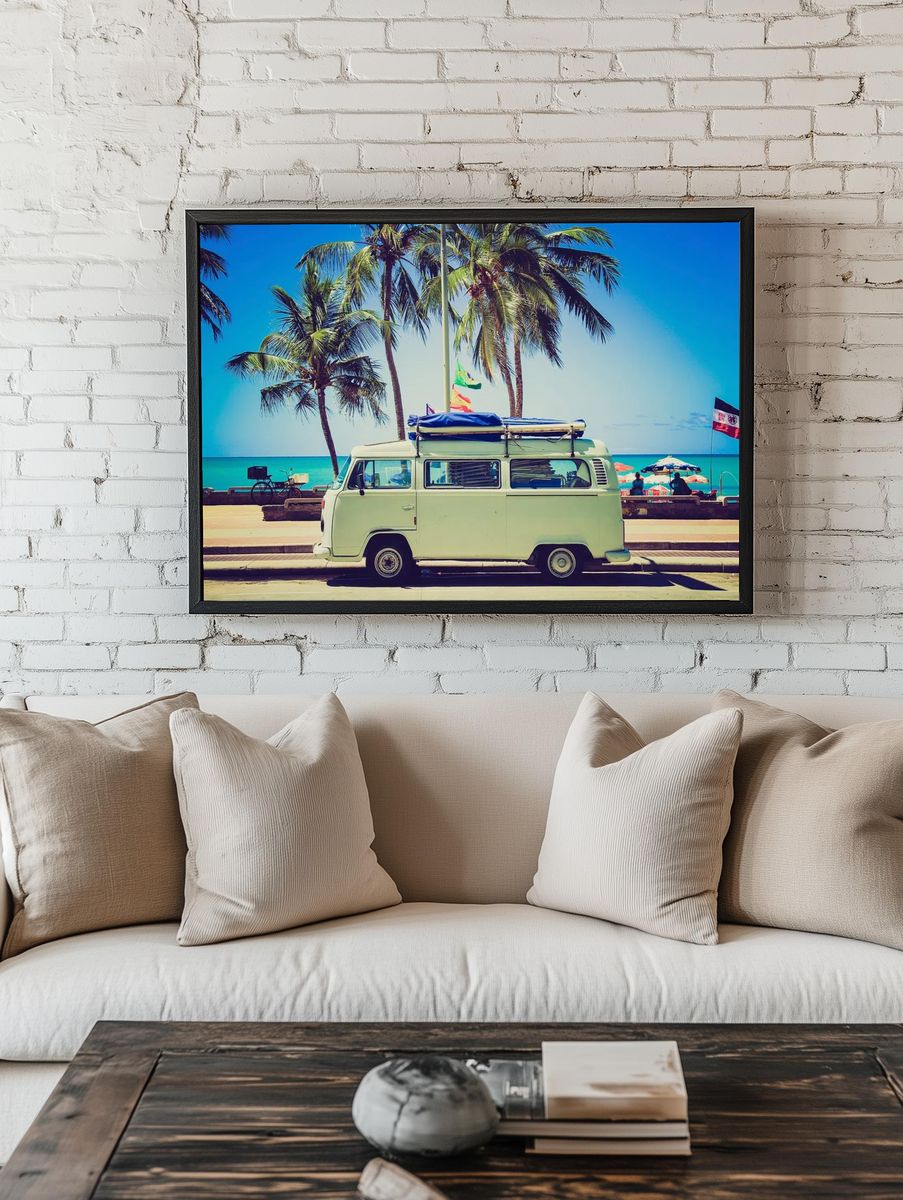 Classic caravan parked front beach. — room view 1