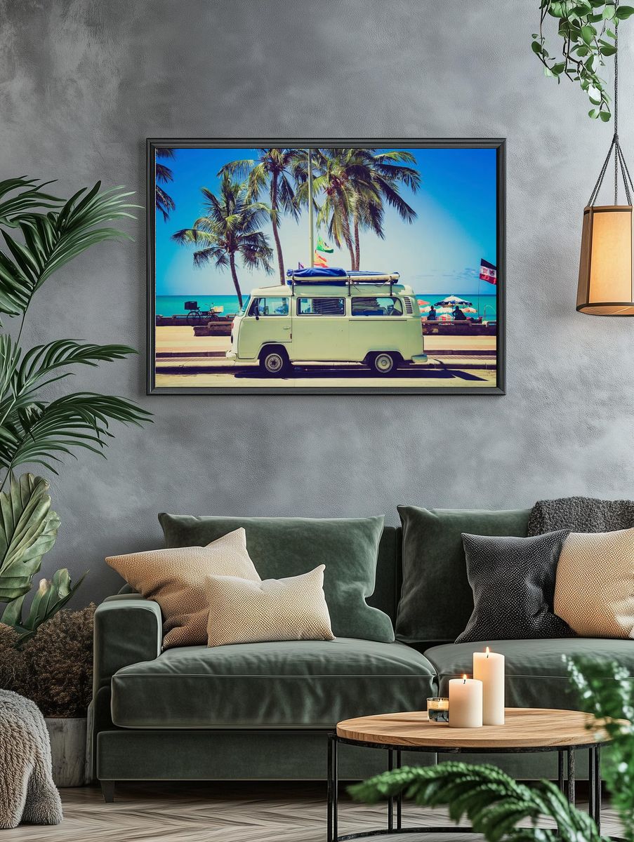 Classic caravan parked front beach. — room view 4
