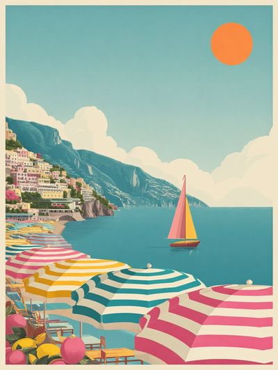Amalfi Coast Summer Travel Poster