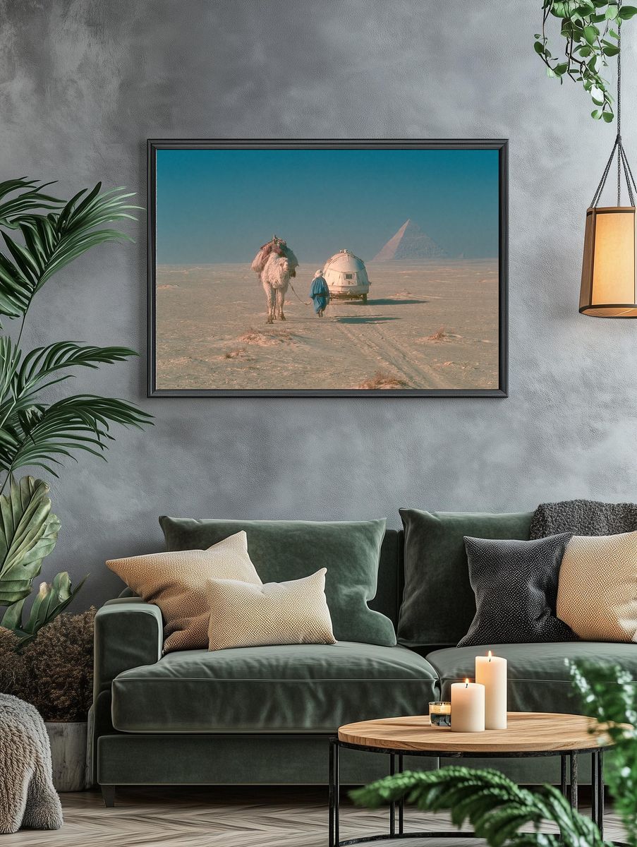 Desert Camel and Pyramid Print. — room view 4
