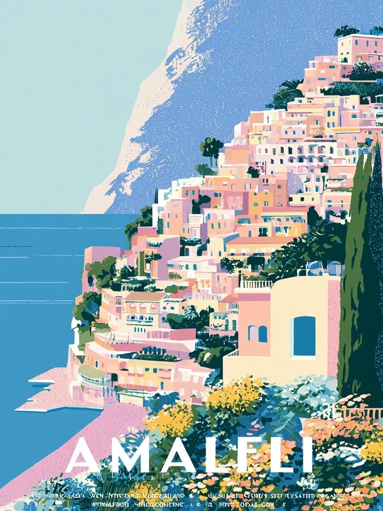 Amalfi Coast Travel Poster. poster detail