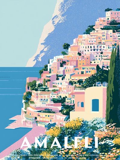Amalfi Coast Travel Poster.