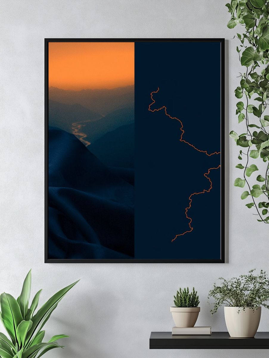 Mountain Sunset Line Art Print. — room view 4