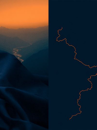 Mountain Sunset Line Art Print.