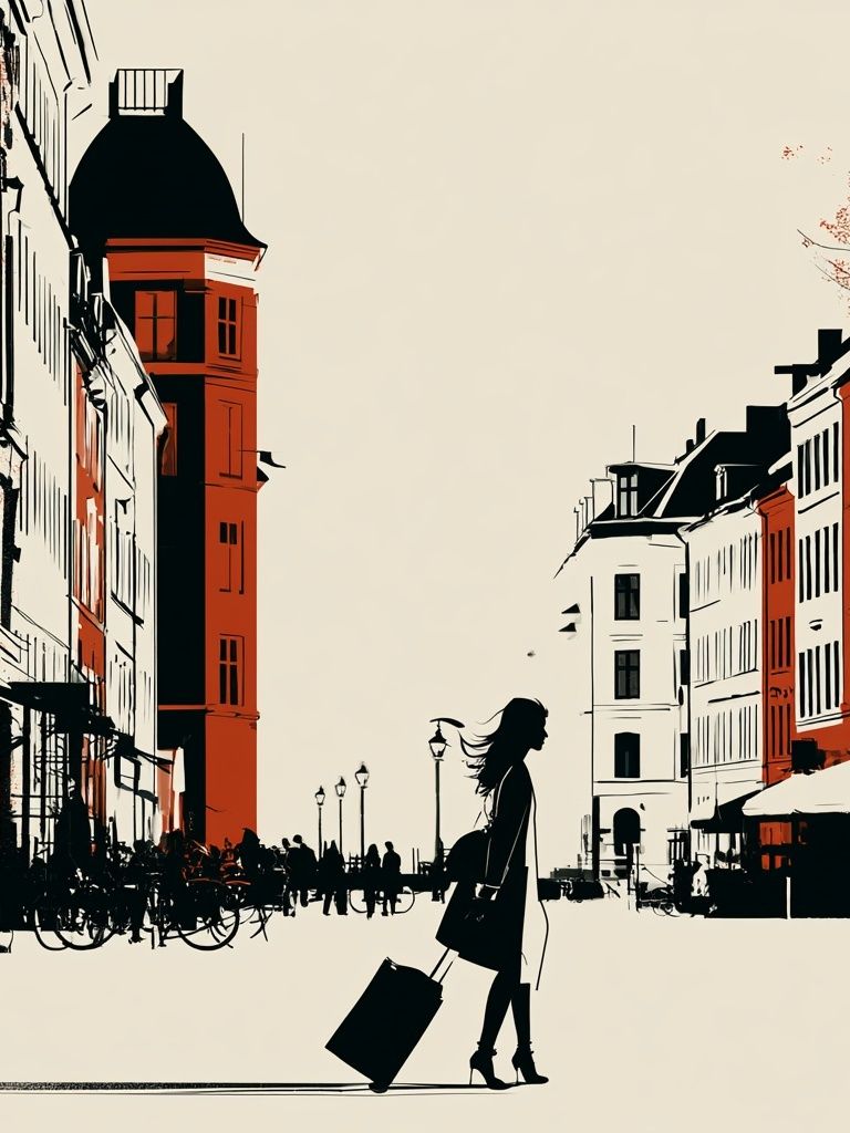 City Street Silhouette Travel Poster. poster detail