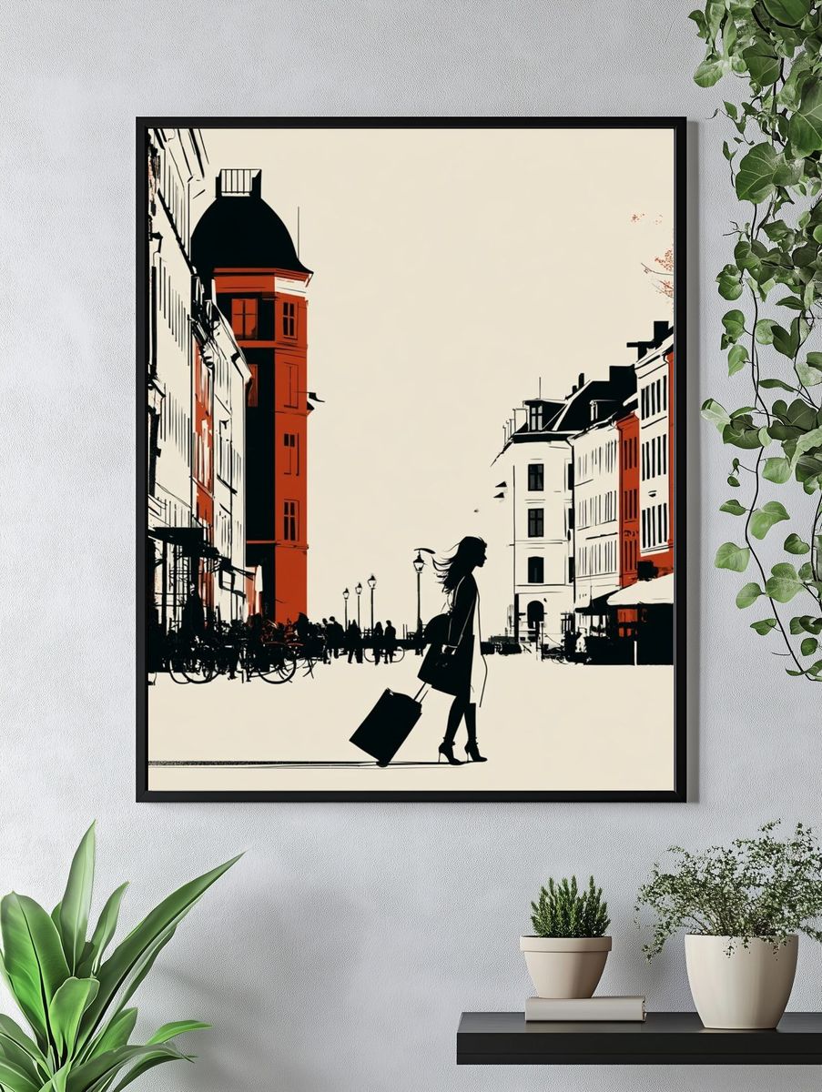 City Street Silhouette Travel Poster. — room view 4