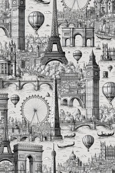 London and Paris Skyline Print.