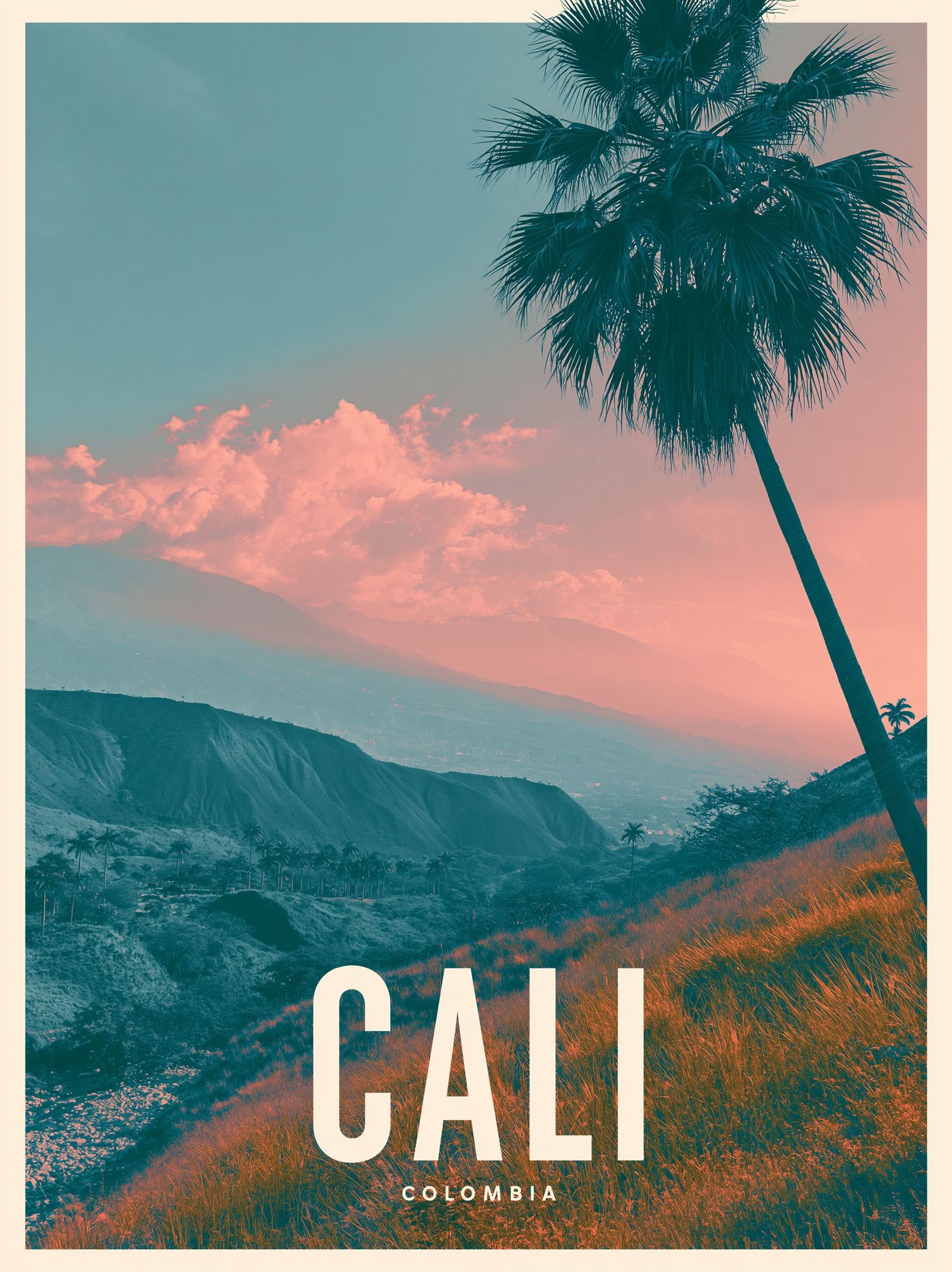 Cali Colombia Travel Poster. poster — maps-travel art