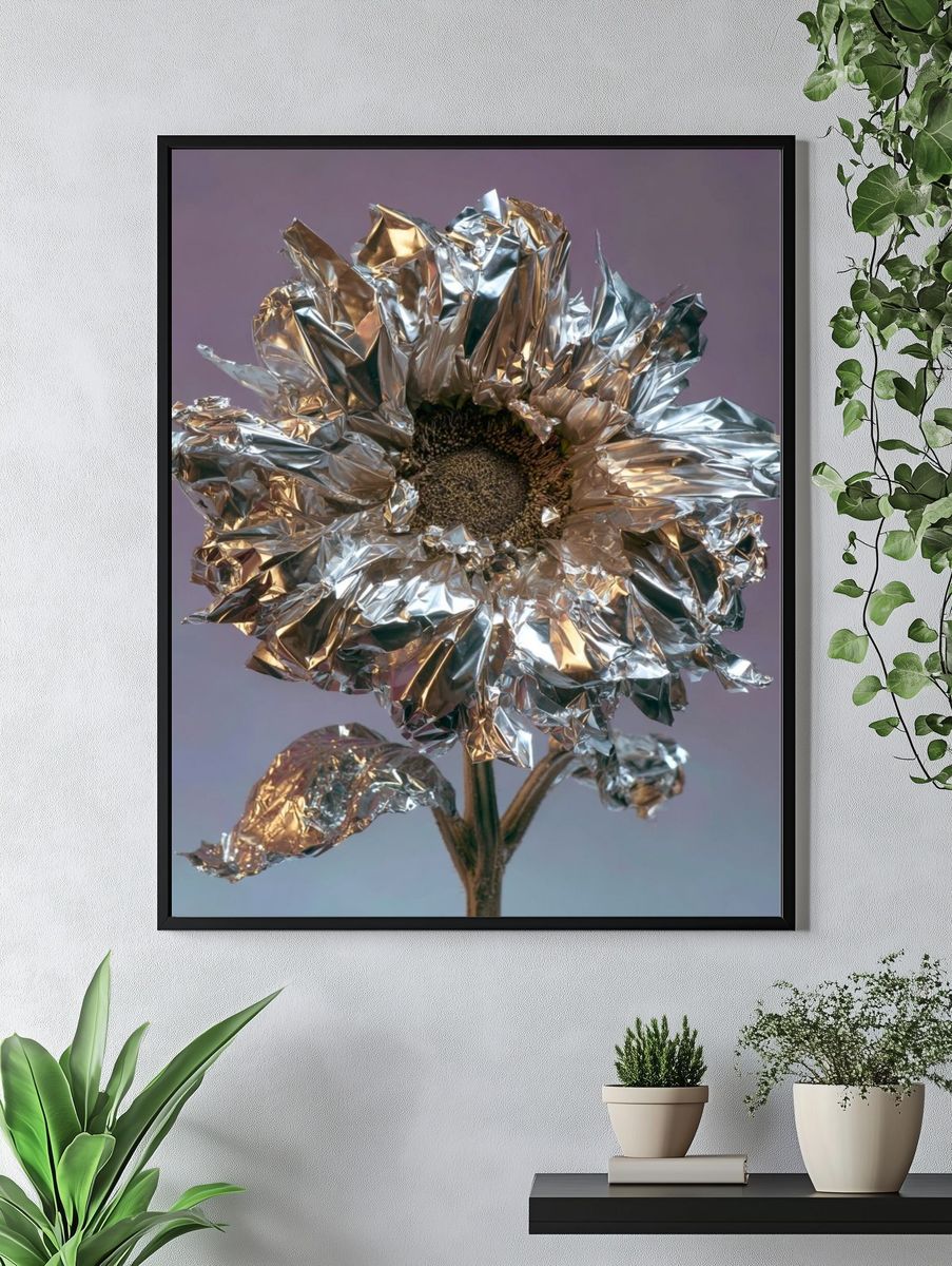 Metallic Sunflower — Contemporary Print. — room view 4