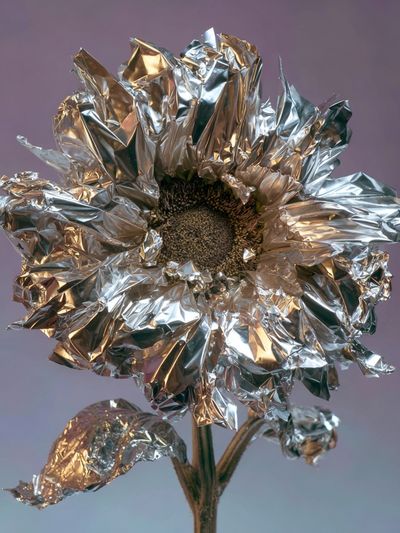 Metallic Sunflower — Contemporary Print. poster