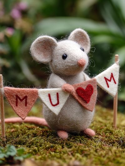Cute Mouse with Banner — Illustration Print. poster
