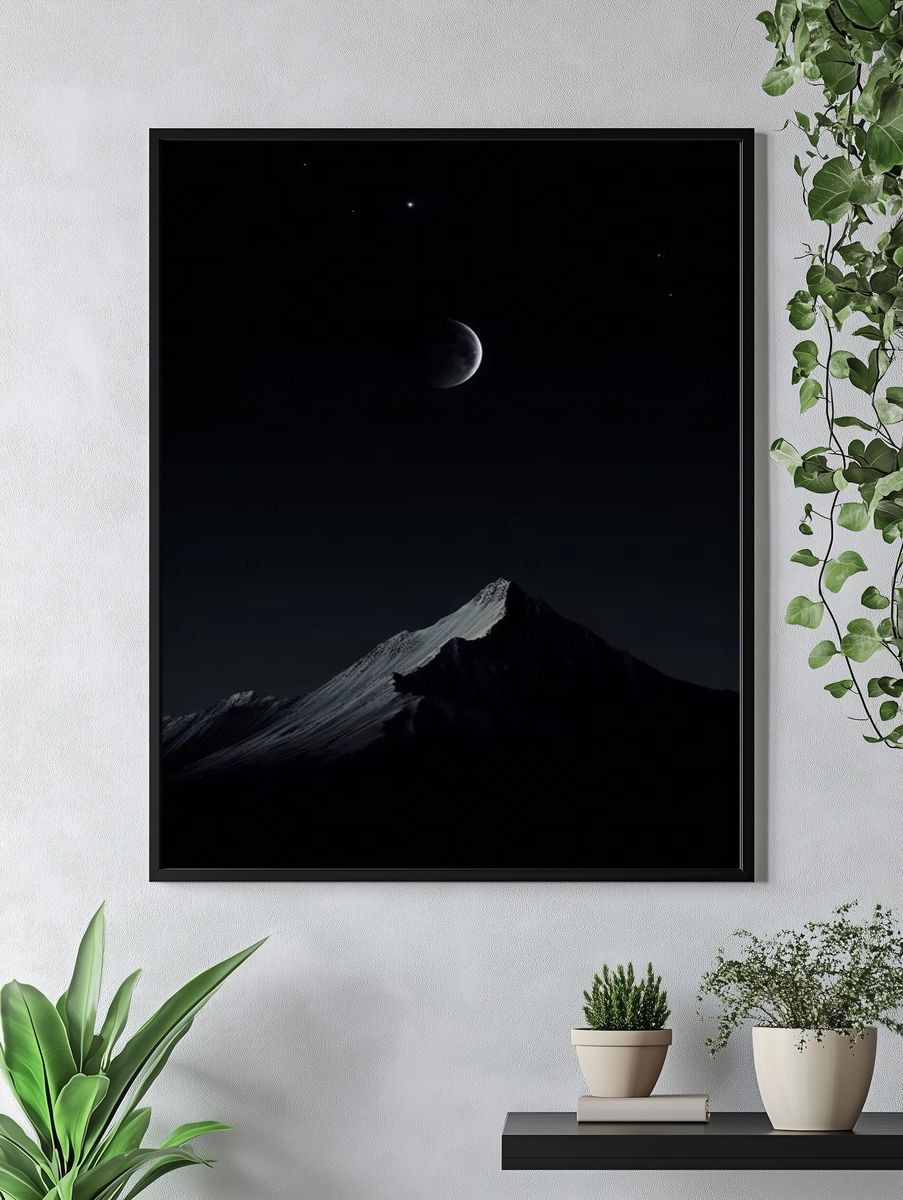 Mountain Under Moonlight — Space Print. — room view 4