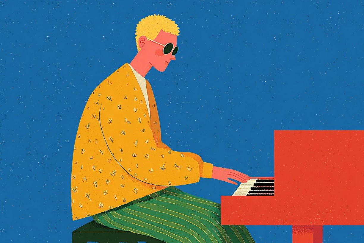Musician Playing Piano — Illustration Print. poster — illustration art