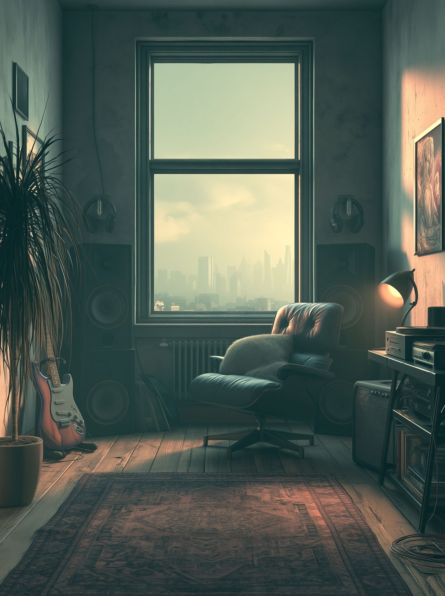 Moody Music Studio Interior Print. poster detail