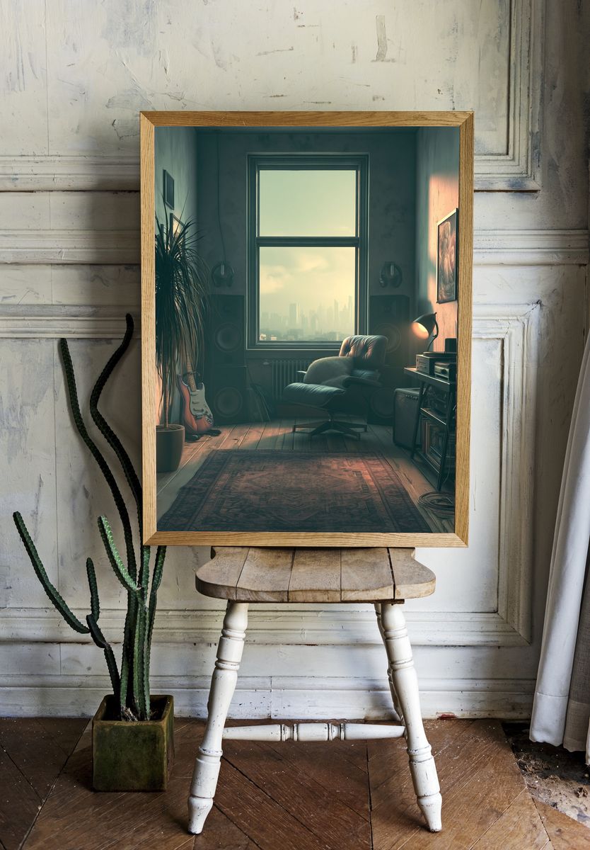 Moody Music Studio Interior Print. — room view 1