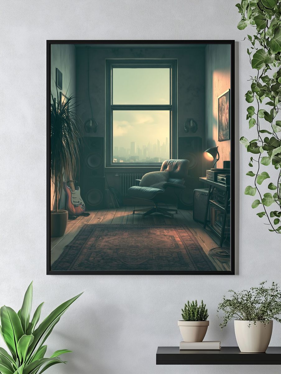 Moody Music Studio Interior Print. — room view 4