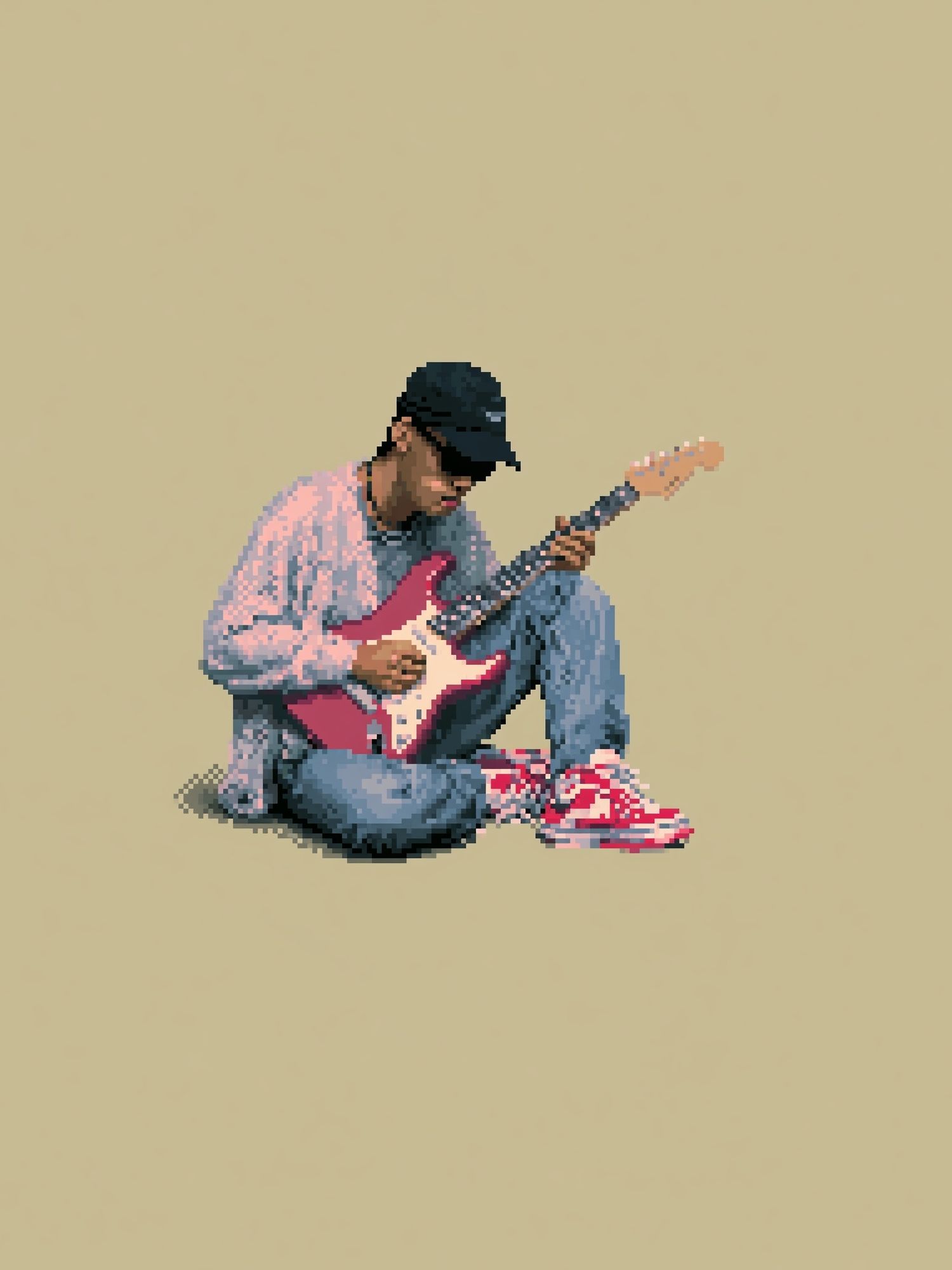 Pixel Guitarist Illustration Poster. poster detail